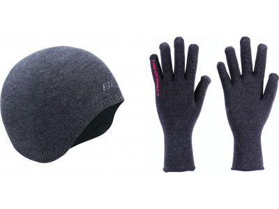 Komplekts cimdi un cepure BBB BBW-296 winterhat/gloves FIT combishield melns