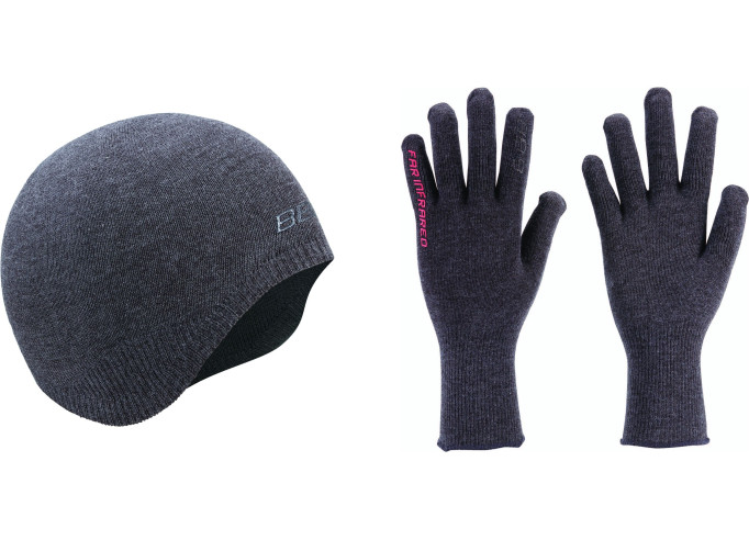 Komplekts cimdi un cepure BBB BBW-296 winterhat/gloves FIT combishield melns