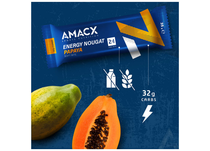 Amacx Energy Nougat Papaya - Carbohydrate Bar -...