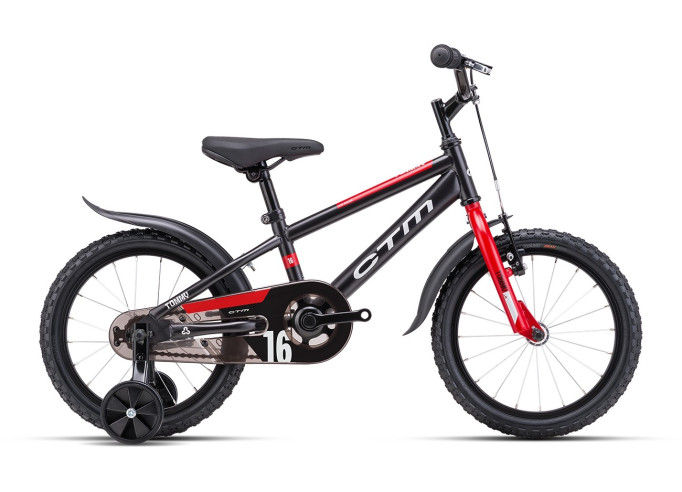 CTM TOMMY vaikiškas dviratis | matt black / red